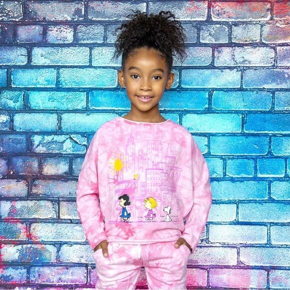 Appaman X Peanuts Slouchy Sweatshirt Light Dyed Pink Size 5 NWT - Picture 2 of 3